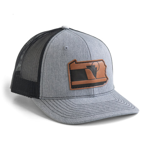 The Anthracite XL: Pennsylvania Hat | XL Snapback Trucker Leather Patch Hat