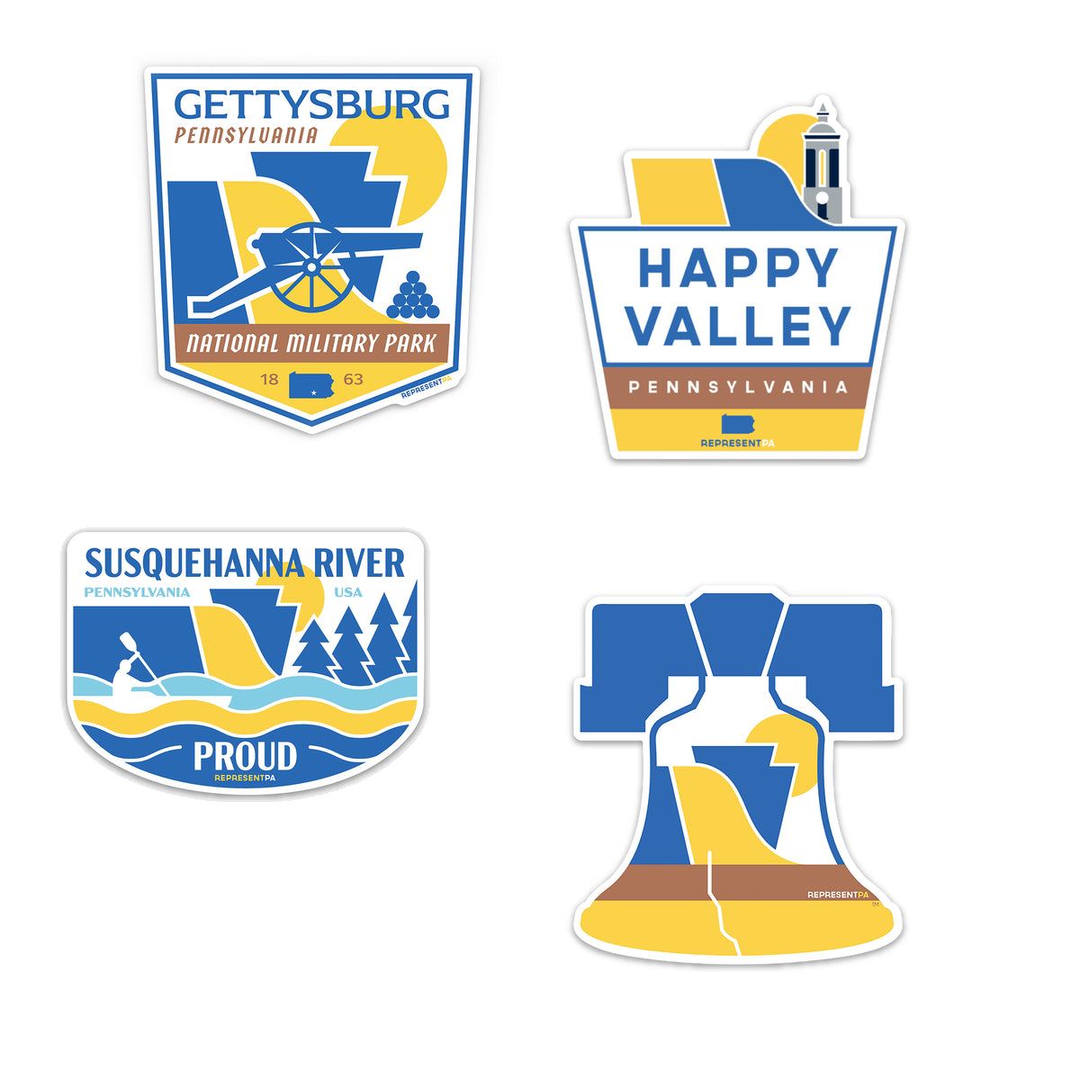 RepresentPA Pennsylvania Stickers, PA Travel Bundle